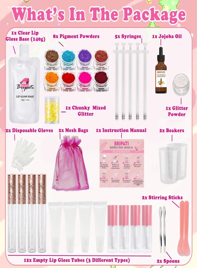 BRIPATI DIY Lip Gloss Making Kit, DIY Lip Glosses Set to Make Your Own Lip Stick, Fun Craft Makeup Lipglosses, All-Inclusive Moisturizing Handmade Lip Glaze Supplies Set for Beginner Women Girls - Image 2